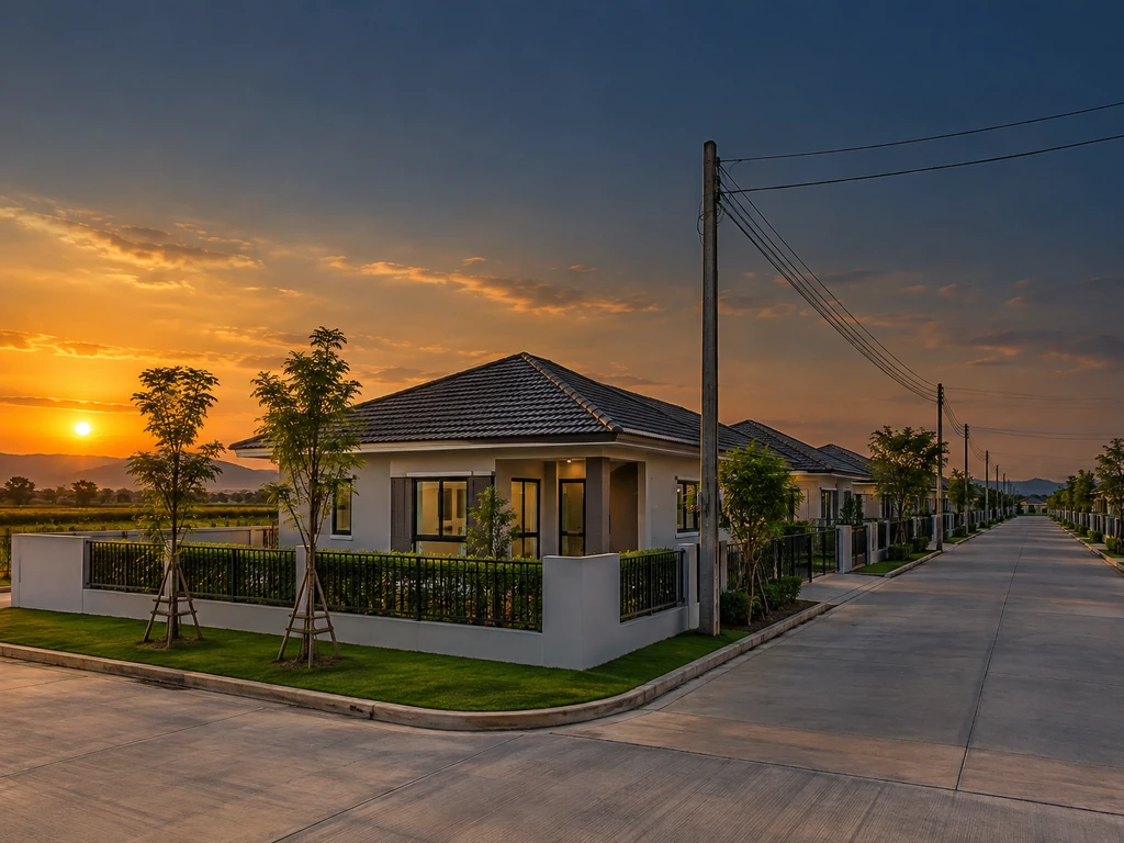 บ้านชั้นเดียวในหมู่บ้านจัดสรรชานเมืองพิษณุโลก ตัวอย่างบ้านที่ควรดูฮวงจุ้ยก่อนโอน